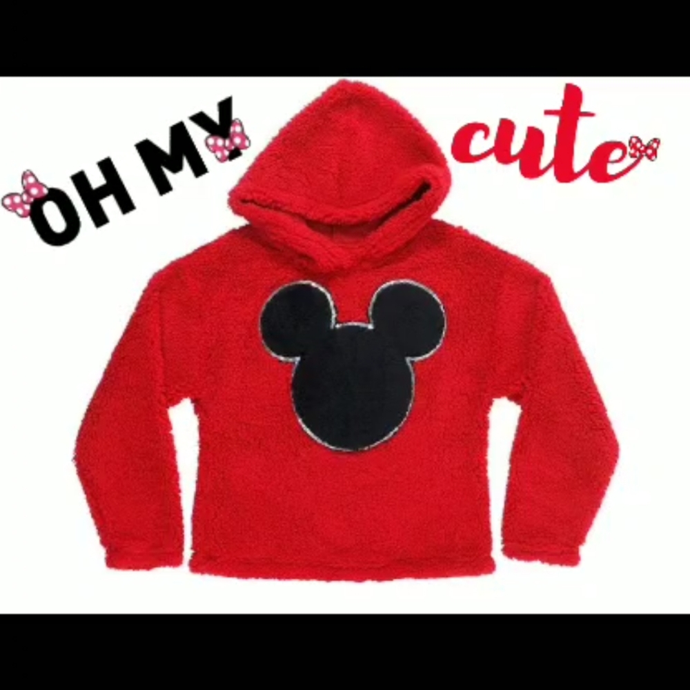 Disney mickey mouse girls sherpa pullover sweater!